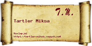 Tartler Miksa névjegykártya